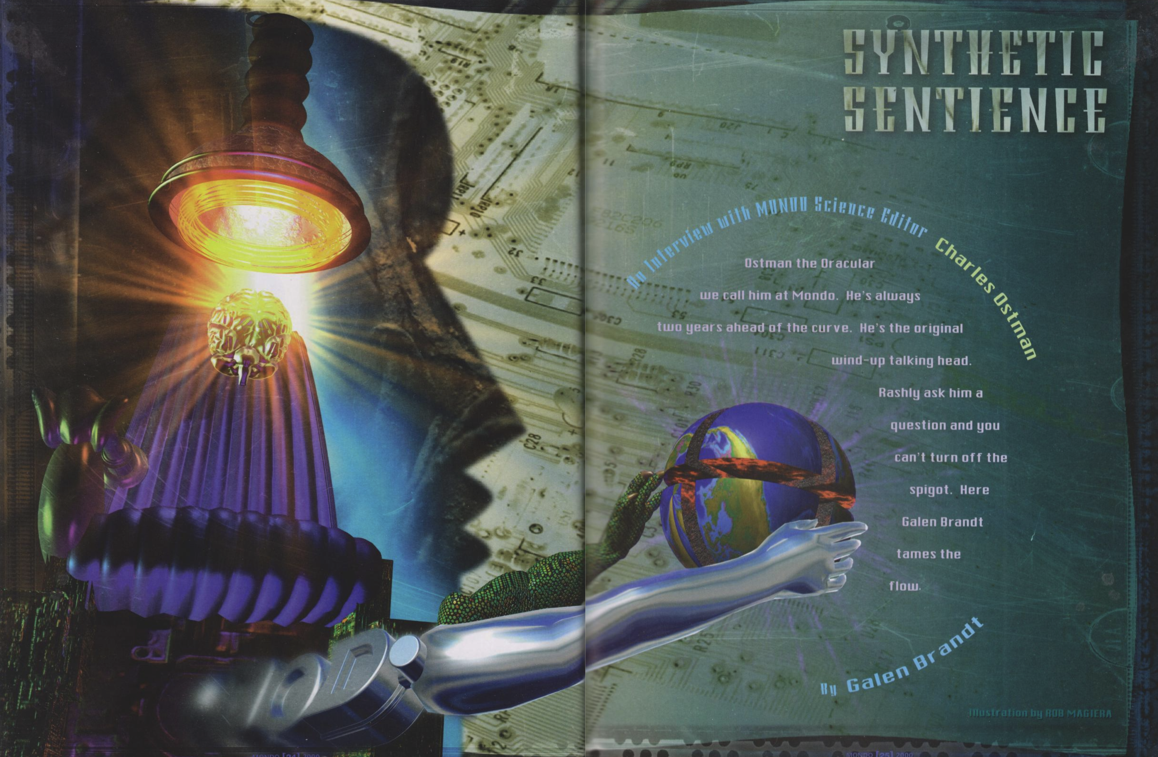 SYNTHETIC SENTIENCE Spread from Mondo 2000 issue 16